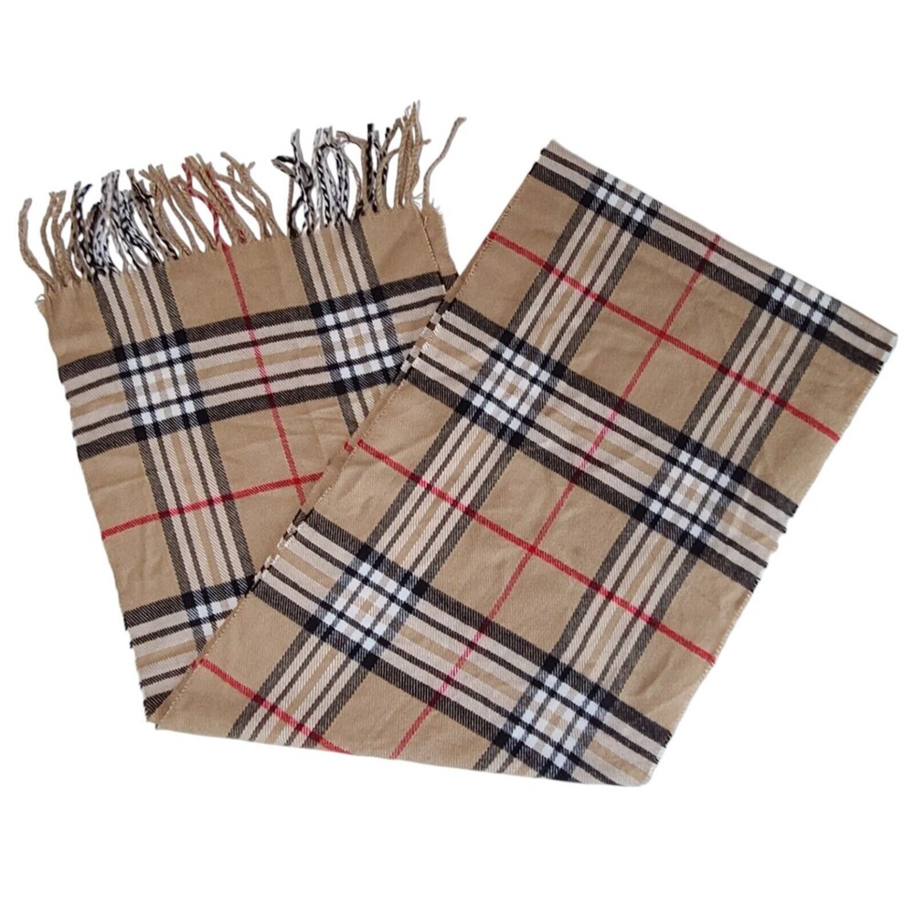 VERONZ Light Brown Plaid Super Soft Luxurious Classic Cashmere Feel Winter Scarf
